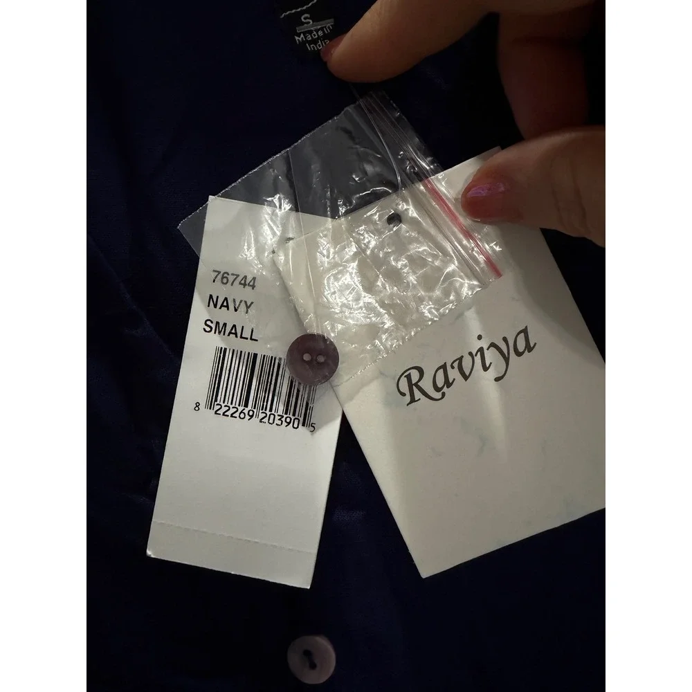 NWT Raviya Cover Up Dress Womens Navy Ruffle Neck Sleeveless Pockets Small $48